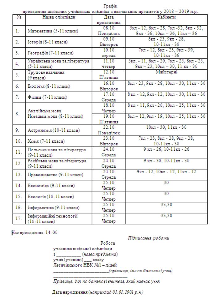 графік олімпіад 18-19